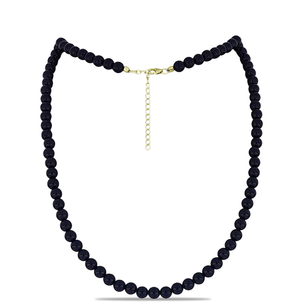 Colar de Prata com Banho de Ouro com Ónix Preta de Suwar 1 