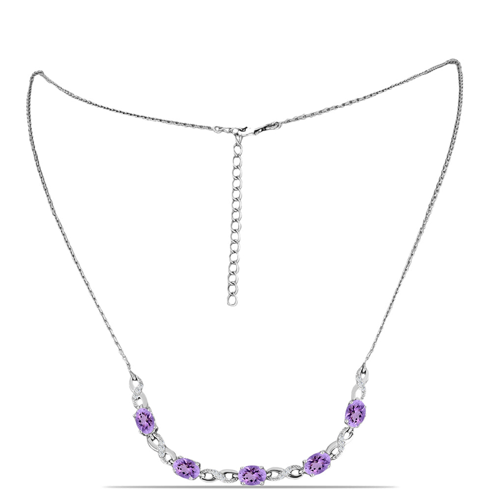 Colar de Prata com Ametista Rosa de França e Topázio Branco  Contraste: Cabeca de Veado (800) 1 