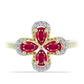 Anel de Prata com Banho de Ouro com Rubi de Madagáscar e Topázio Branco