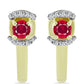 Brincos de Prata com Banho de Ouro com Rubi de Madagáscar e Topázio Branco