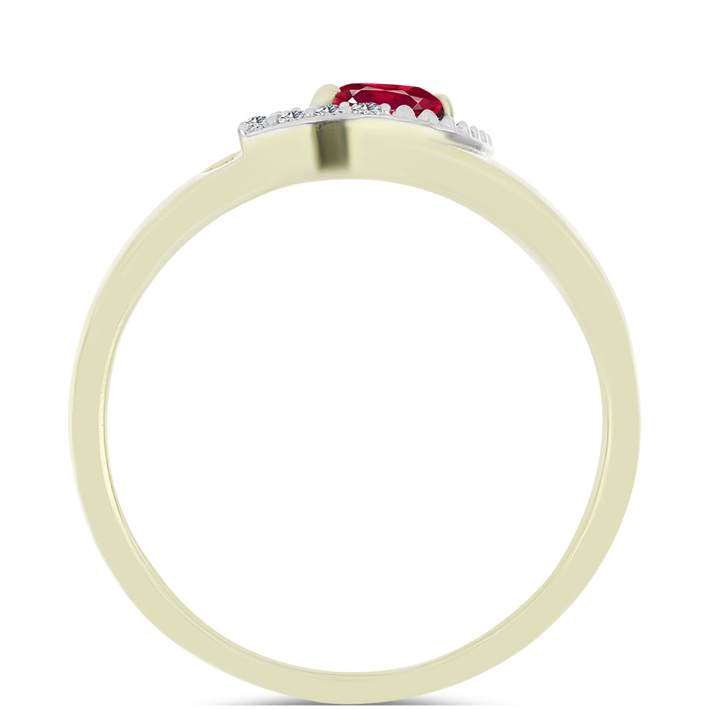 Anel de Prata com Banho de Ouro com Rubi de Madagáscar e Topázio Branco