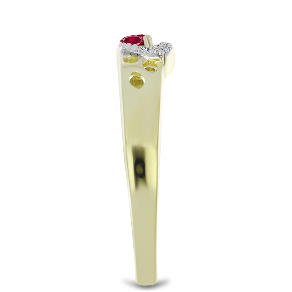Anel de Prata com Banho de Ouro com Rubi de Madagáscar e Topázio Branco 4 