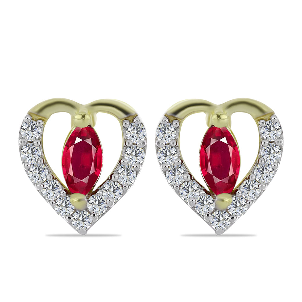 Brincos de Prata com Banho de Ouro com Rubi de Madagáscar e Topázio Branco 1 