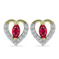 Brincos de Prata com Banho de Ouro com Rubi de Madagáscar e Topázio Branco