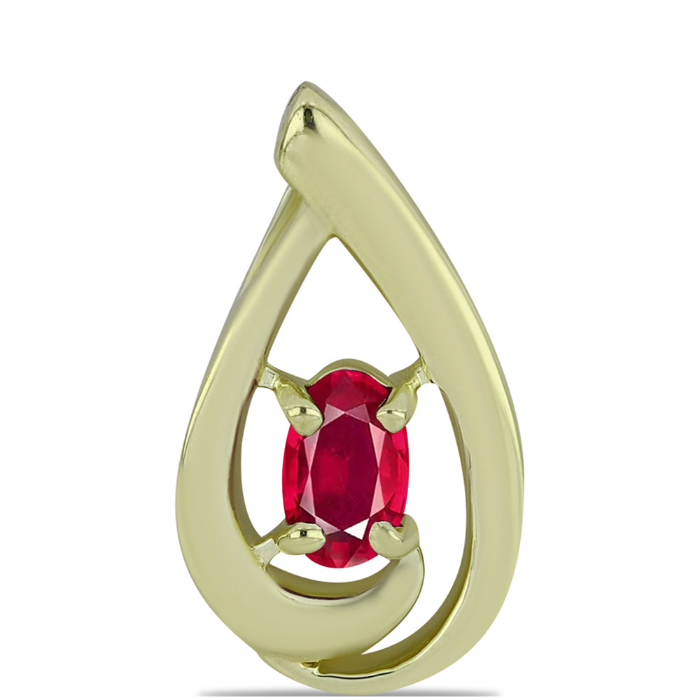 Pendente de Prata com Banho de Ouro com Rubi de Madagáscar