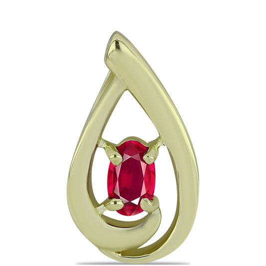 Pendente de Prata com Banho de Ouro com Rubi de Madagáscar