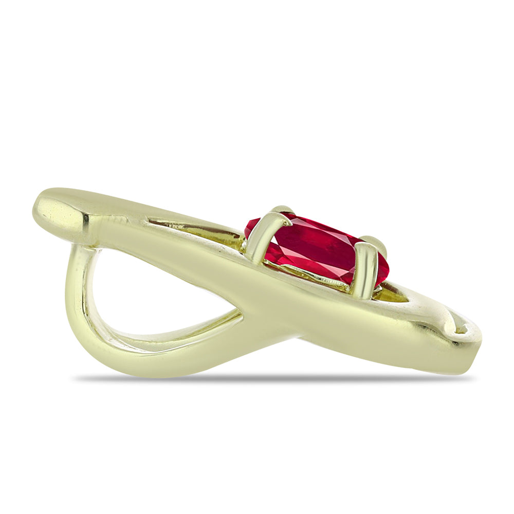 Pendente de Prata com Banho de Ouro com Rubi de Madagáscar 2 