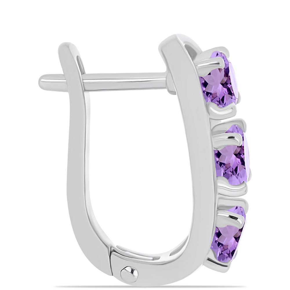 Brincos de Prata com Ametista Rosa de França 2 