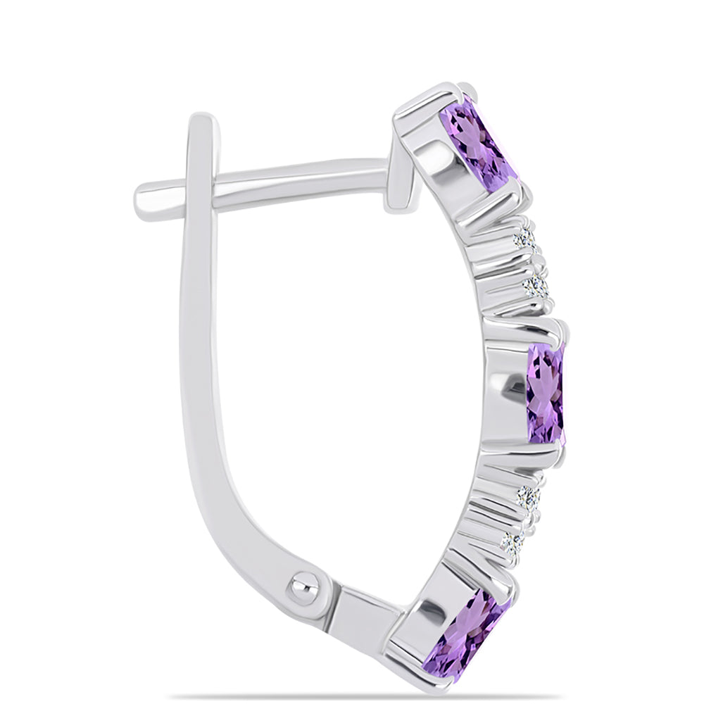 Brincos de Prata com Ametista Rosa de França e Topázio Branco