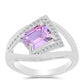 Anel de Prata com Ametista Rosa de França e Topázio Branco  Contraste: Cabeca de Veado (800)