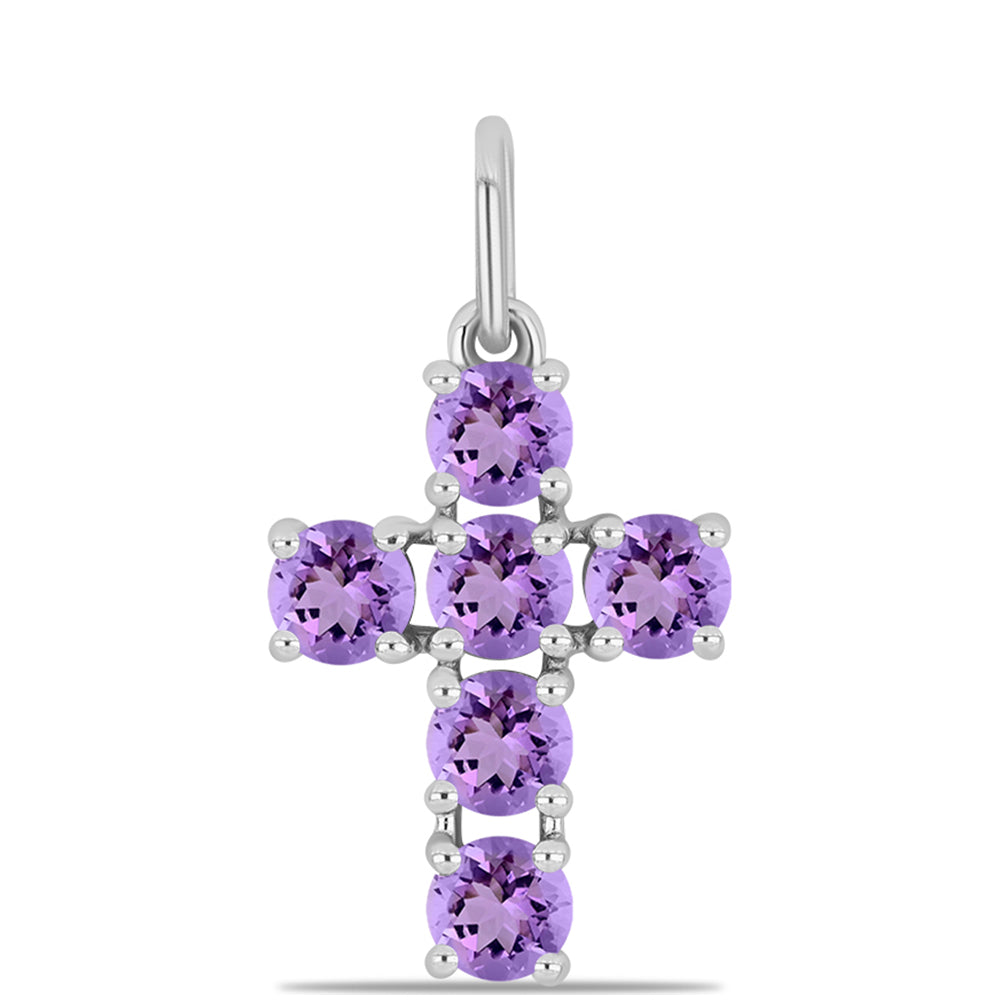 Cruz Pendente de Prata com Ametista Rosa de França