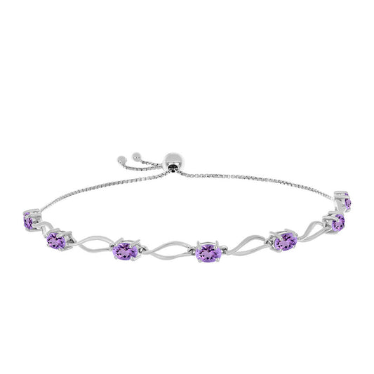 Pulseira de Prata com Ametista Rosa de França  Contraste: Cabeca de Veado (800)