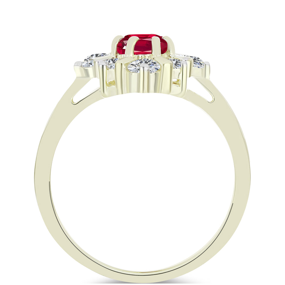 Anel de Prata com Banho de Ouro com Rubi de Madagáscar e Topázio Branco 2 