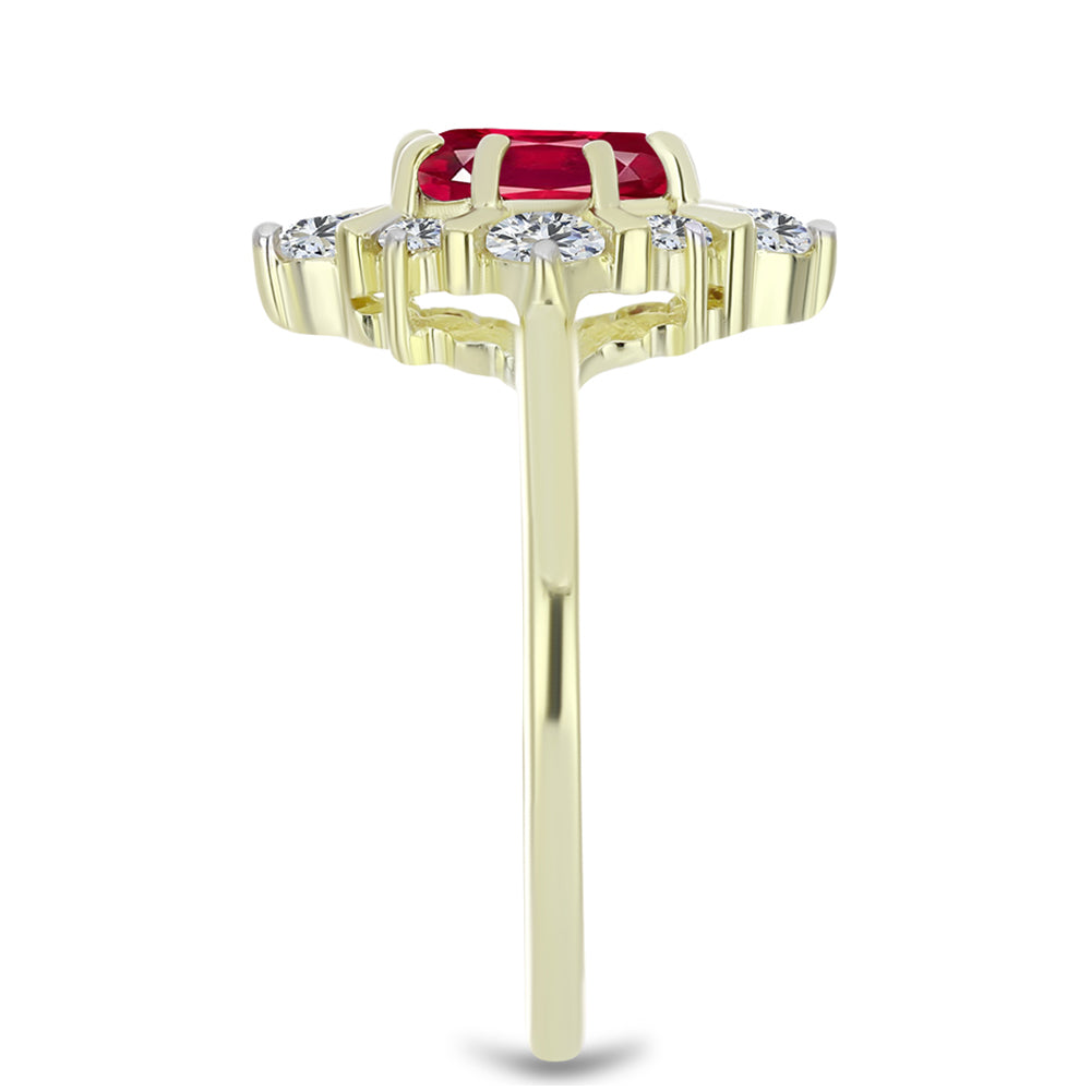 Anel de Prata com Banho de Ouro com Rubi de Madagáscar e Topázio Branco 4 