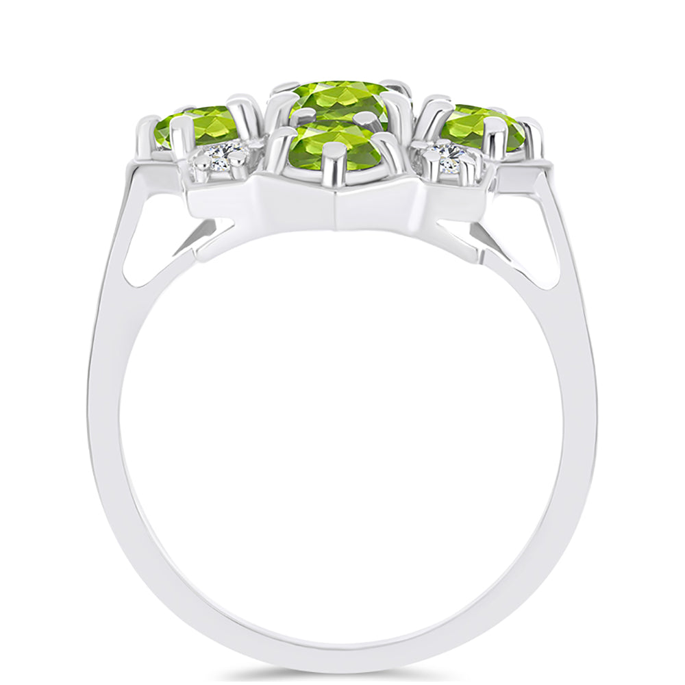 Anel de Prata com Peridoto de Changbai e Topázio Branco  Contraste: Cabeca de Veado (800) 2 