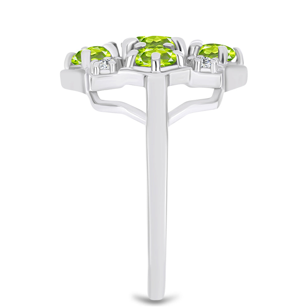 Anel de Prata com Peridoto de Changbai e Topázio Branco  Contraste: Cabeca de Veado (800) 4 