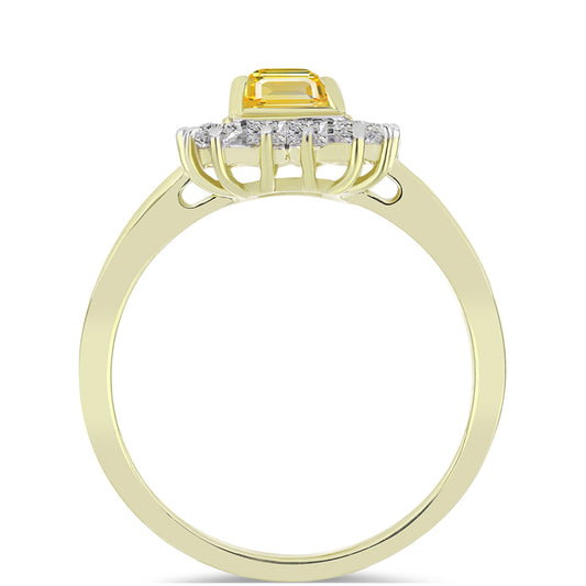 Anel de Prata com Banho de Ouro com Safira Amarela de Rosebery e Topázio Branco