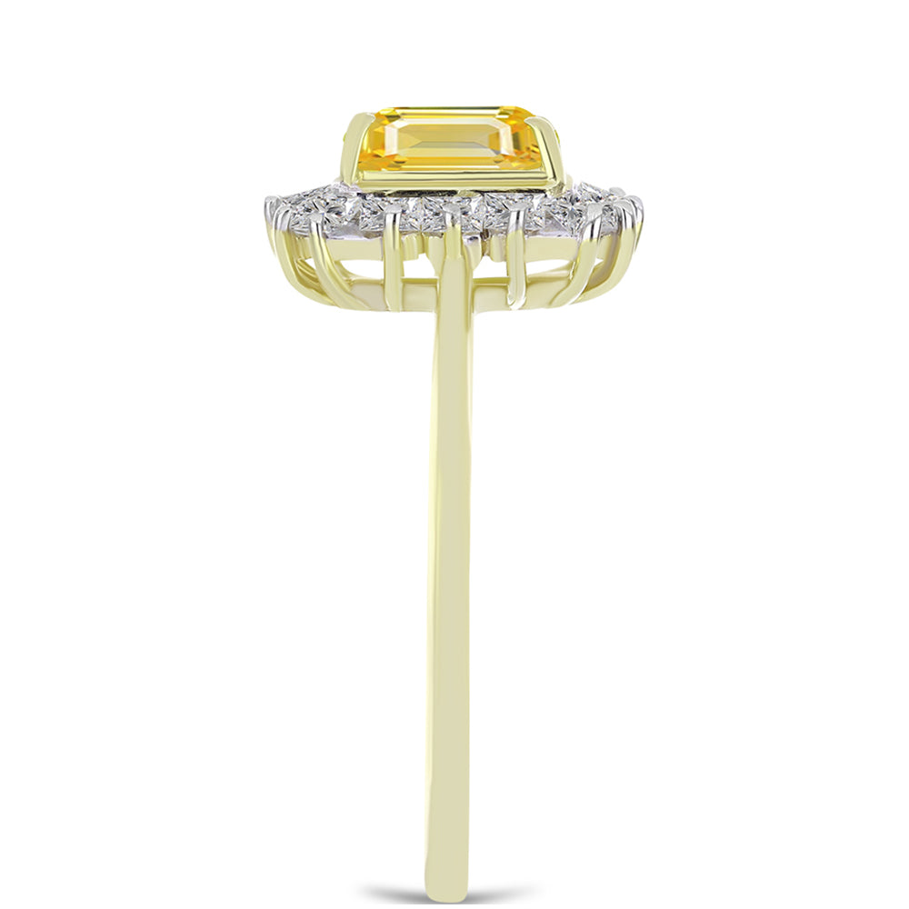 Anel de Prata com Banho de Ouro com Safira Amarela de Rosebery e Topázio Branco 4 