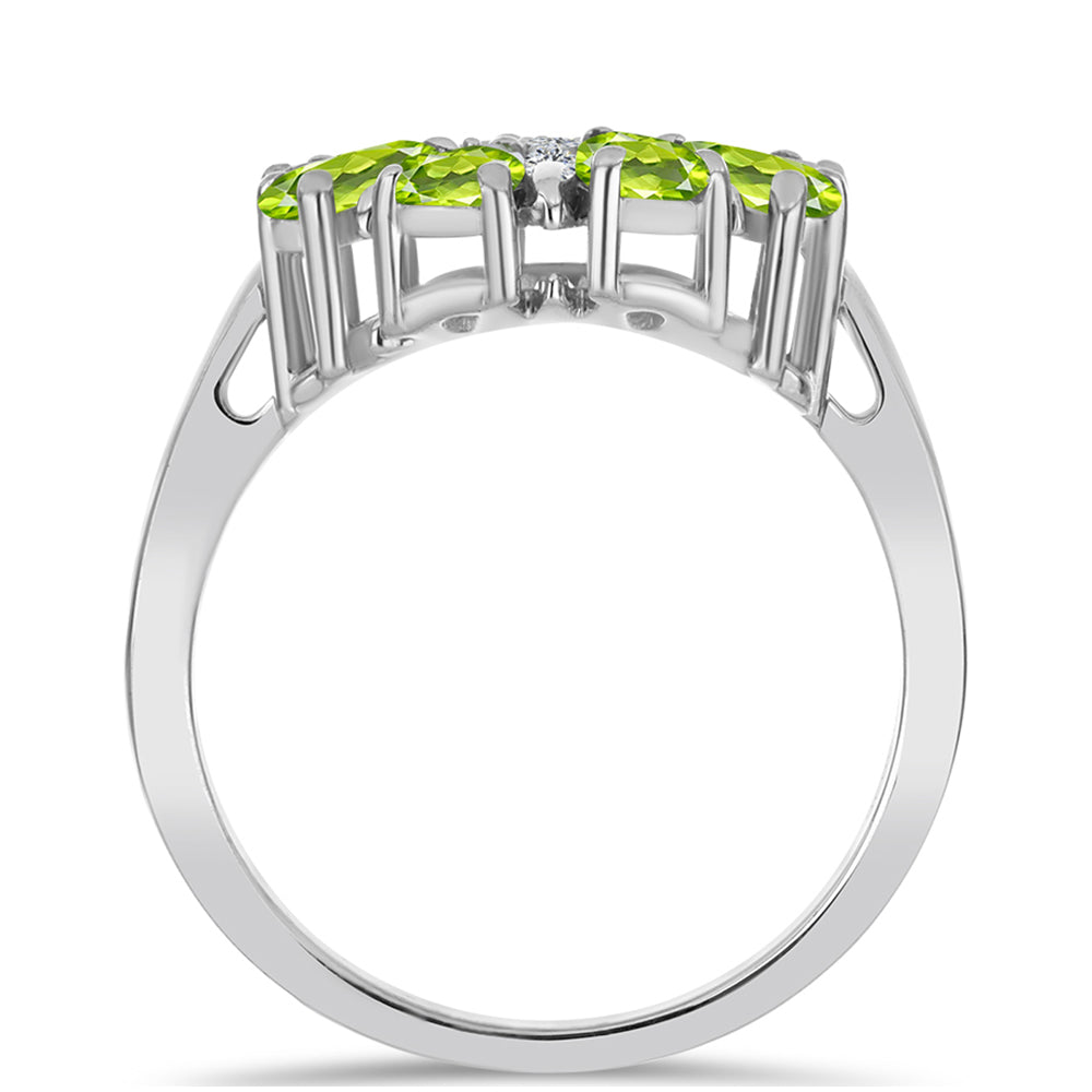 Anel de Prata com Peridoto de Changbai e Topázio Branco  Contraste: Cabeca de Veado (800) 2 