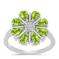 Anel de Prata com Peridoto de Changbai e Topázio Branco  Contraste: Cabeca de Veado (800)