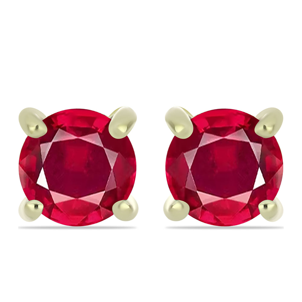 Brincos de Prata com Banho de Ouro com Rubi de Madagáscar 1 