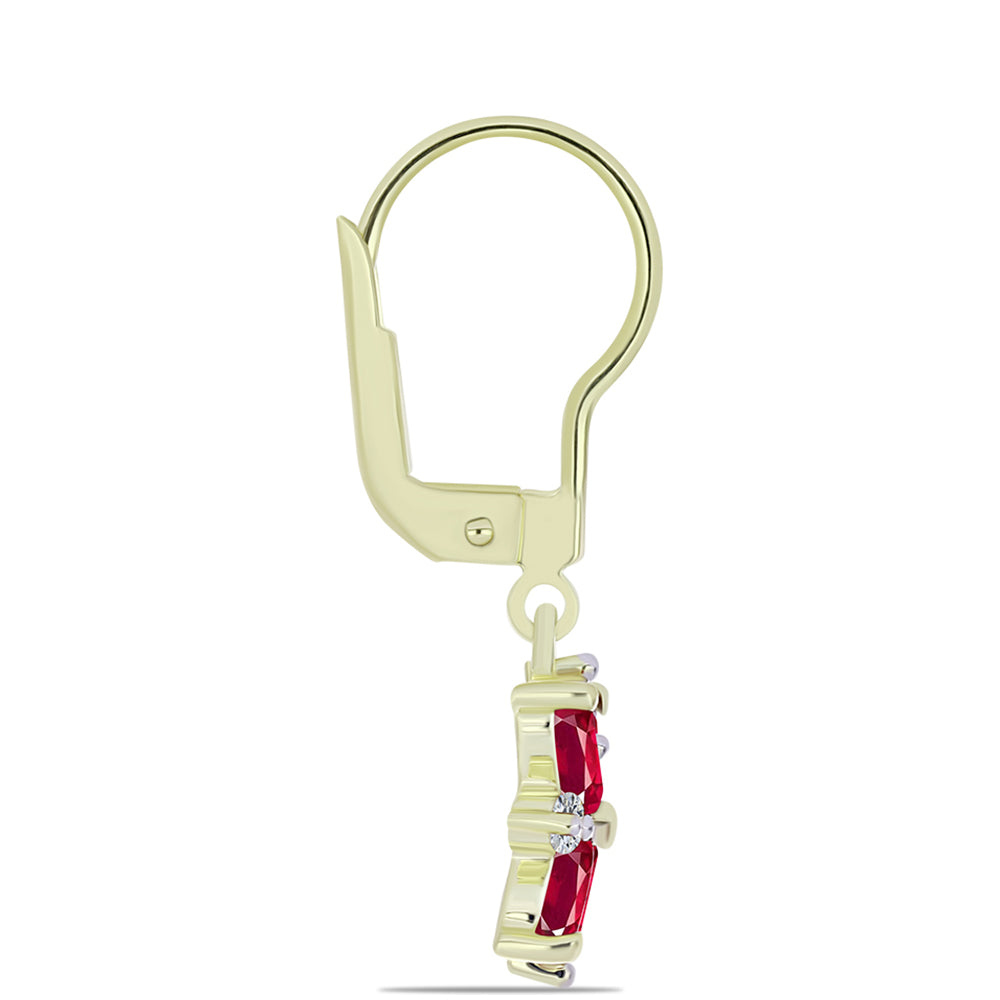 Brincos de Prata com Banho de Ouro com Rubi de Madagáscar e Topázio Branco