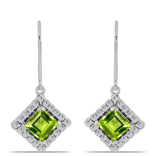 Brincos de Prata com Peridoto de Changbai e Topázio Branco