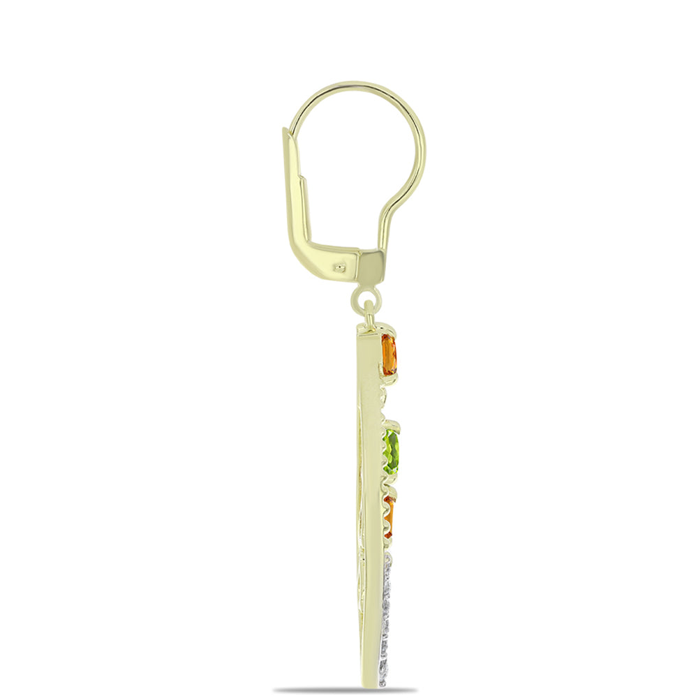 Brincos de Prata com Banho de Ouro com Safira Arco-íris de Rosebery e Topázio Branco 2 