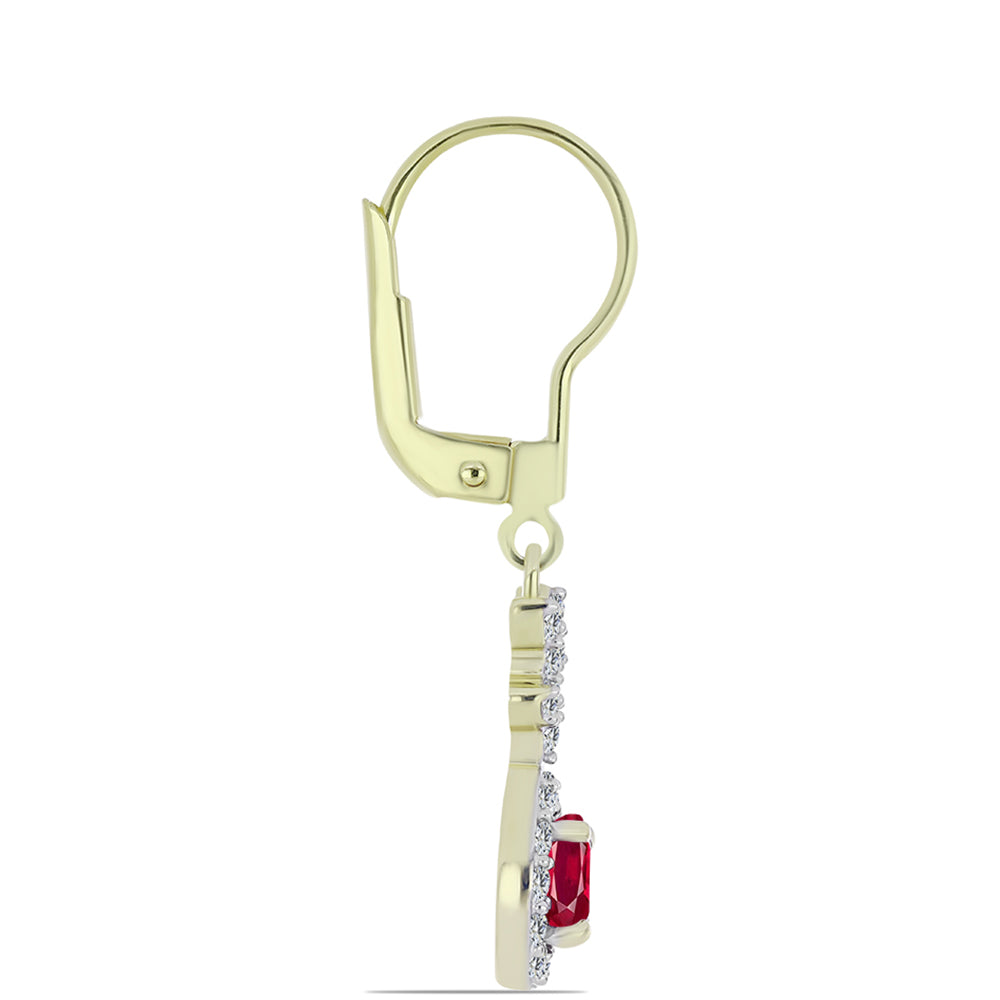 Brincos de Prata com Banho de Ouro com Rubi de Madagáscar e Topázio Branco 2 