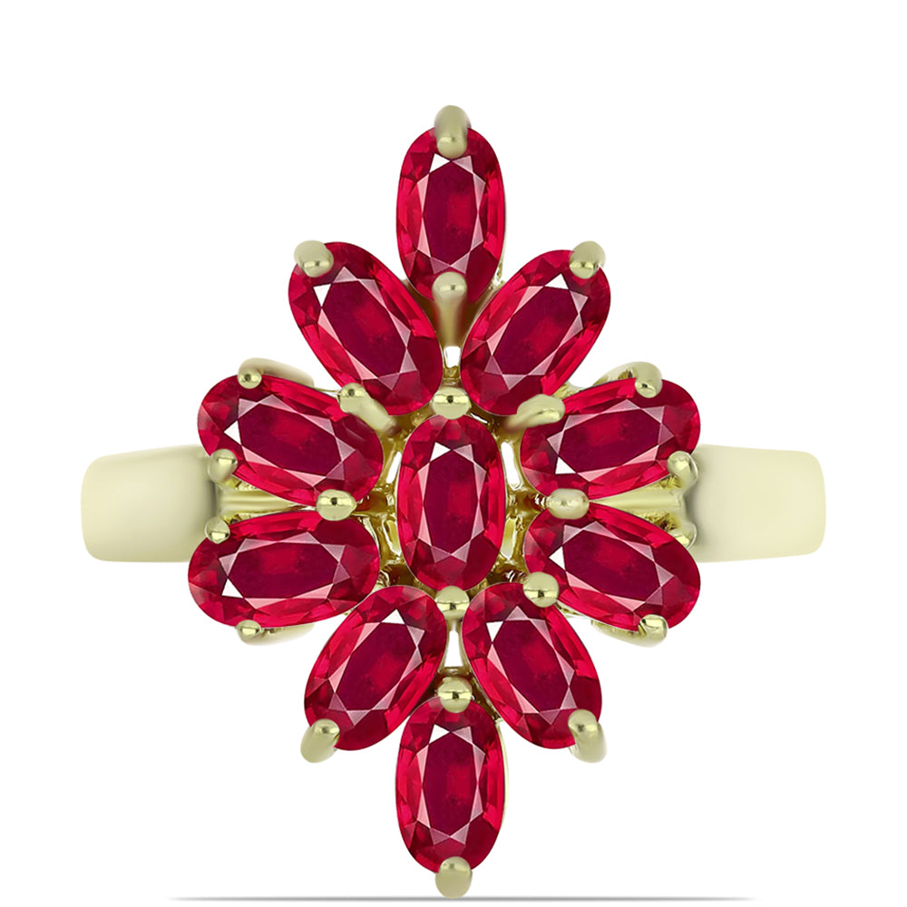 Anel de Prata com Banho de Ouro com Rubi de Madagáscar  Contraste: Cabeca de Veado (800) 1 