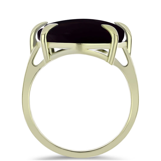 Anel de Prata com Banho de Ouro com Ónix Preta de Suwar  Contraste: Cabeca de Veado (800)