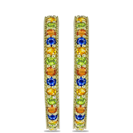 Brincos de Prata com Banho de Ouro com Safira Arco-íris de Rosebery