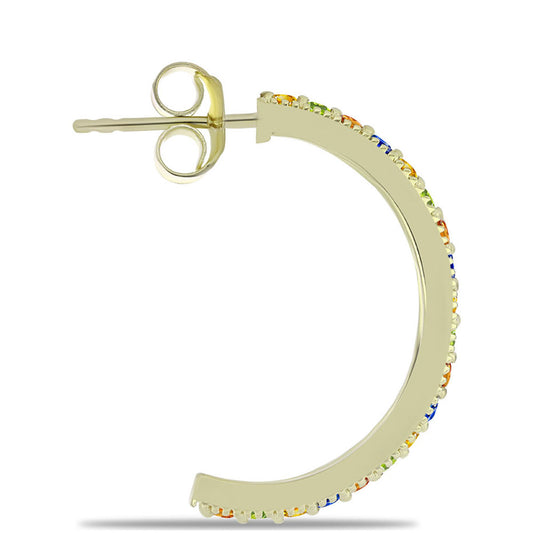 Brincos de Prata com Banho de Ouro com Safira Arco-íris de Rosebery