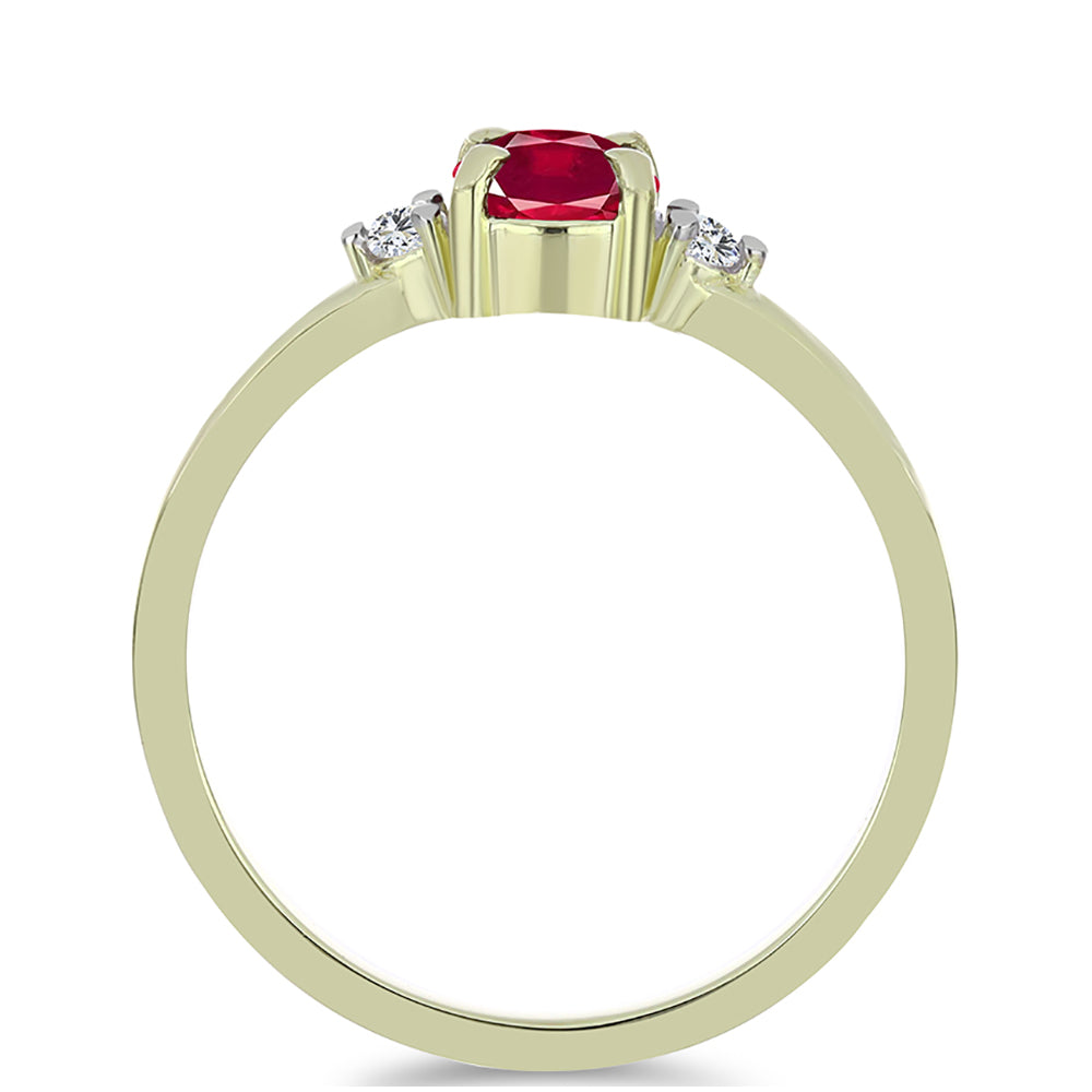 Anel de Prata com Banho de Ouro com Rubi de Madagáscar e Topázio Branco