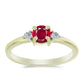 Anel de Prata com Banho de Ouro com Rubi de Madagáscar e Topázio Branco