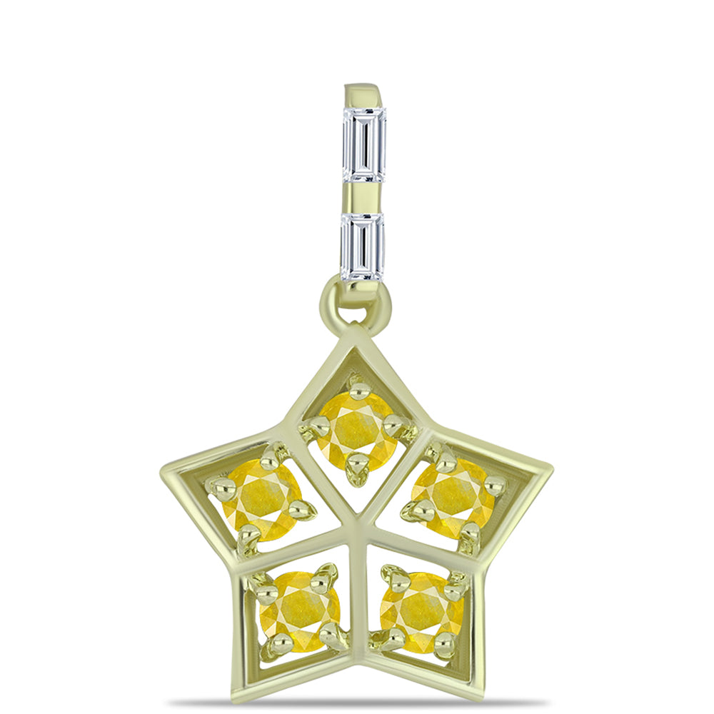 Pendente de Prata com Banho de Ouro com Safira Amarela de Rosebery e Zircão Branco 1 