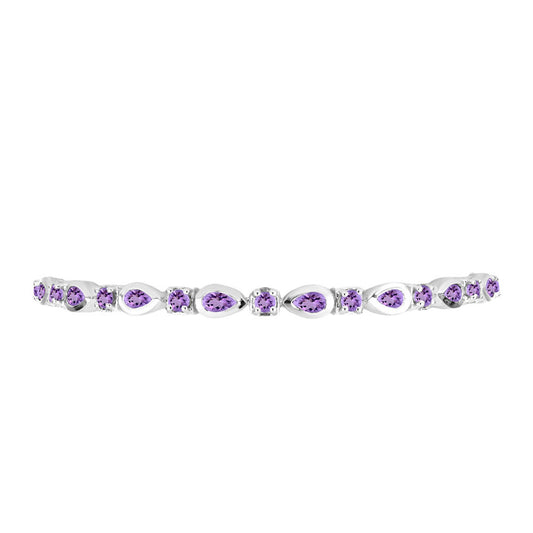 Pulseira de Prata com Ametista Rosa de França  Contraste: Cabeca de Veado (800)