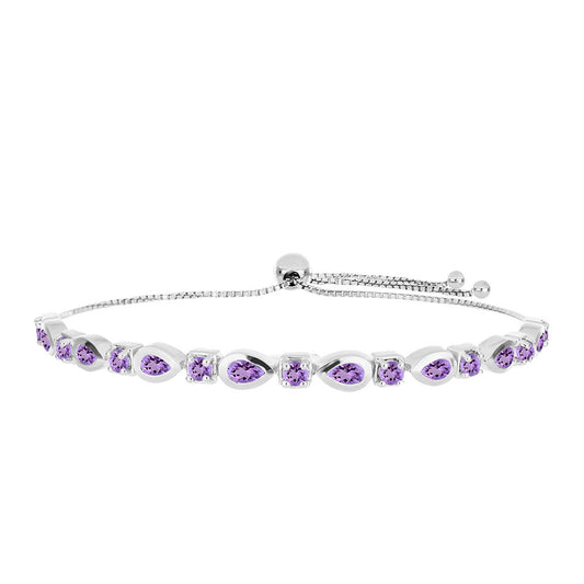 Pulseira de Prata com Ametista Rosa de França  Contraste: Cabeca de Veado (800)