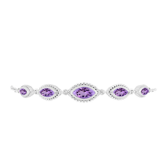 Pulseira de Prata com Ametista Rosa de França  Contraste: Cabeca de Veado (800)