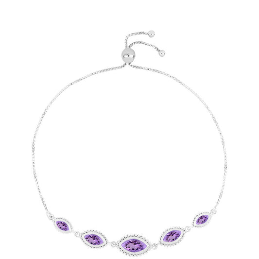 Pulseira de Prata com Ametista Rosa de França  Contraste: Cabeca de Veado (800)