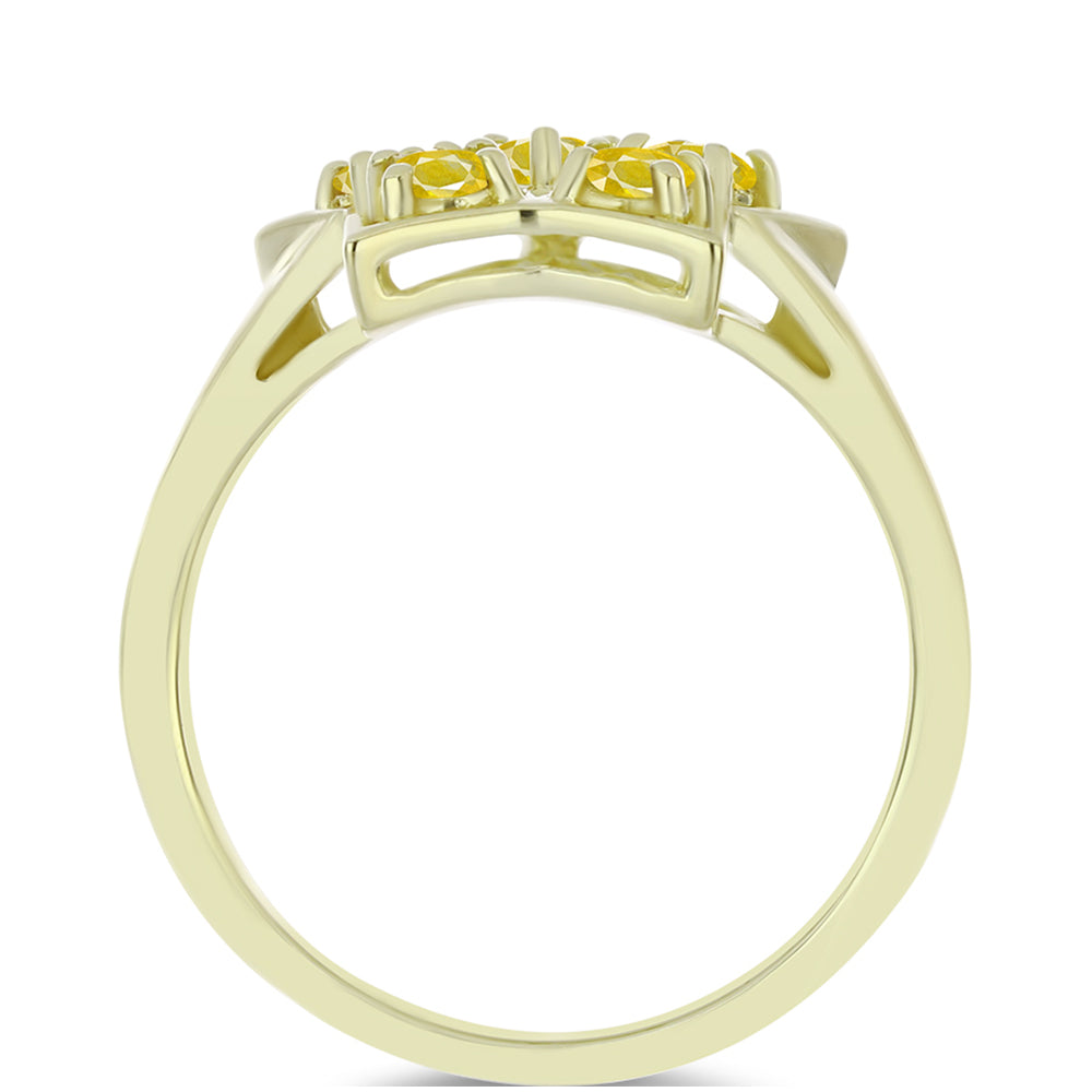 Anel de Prata com Banho de Ouro com Safira Amarela de Rosebery