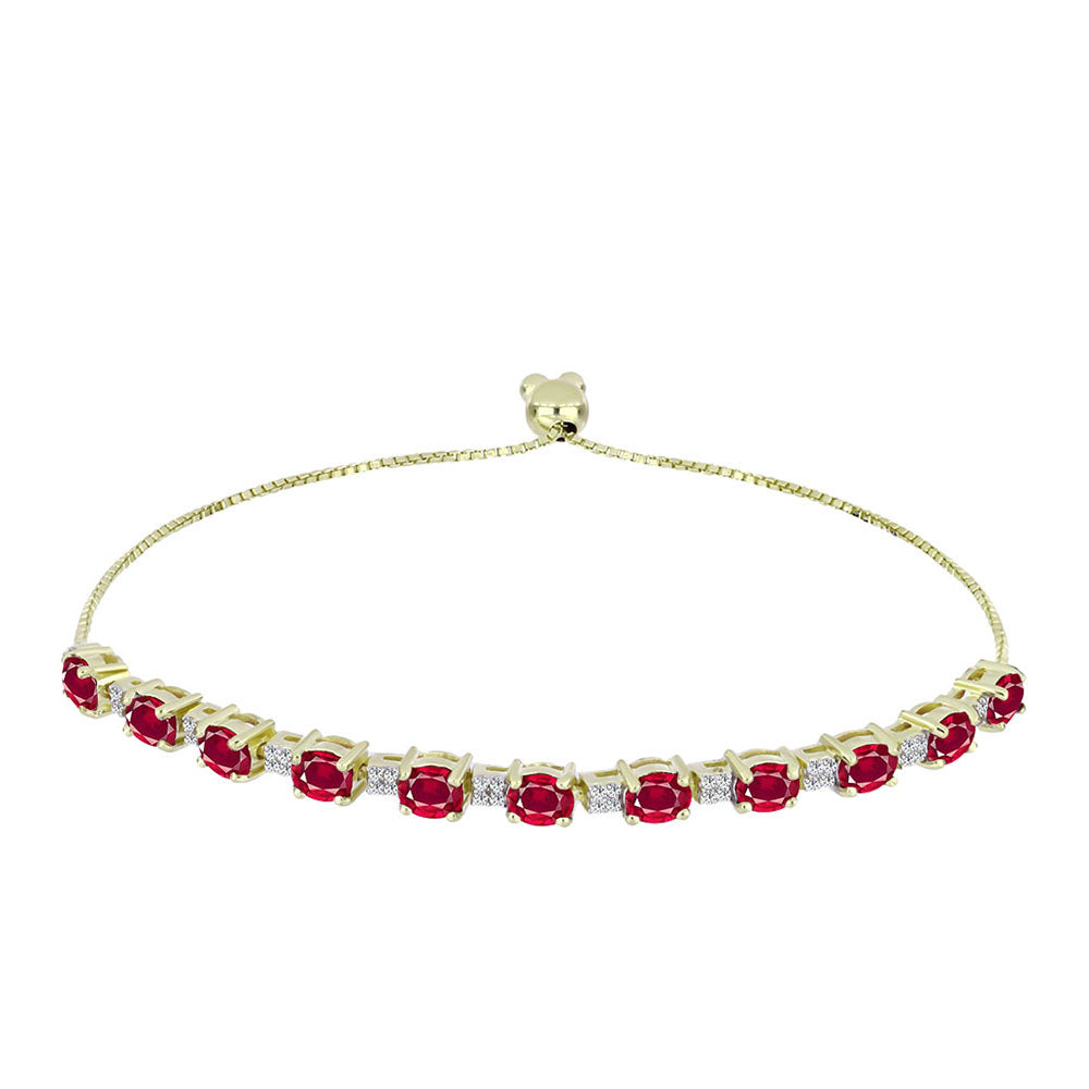 Pulseira de Prata com Banho de Ouro com Rubi de Madagáscar e Topázio Branco  Contraste: Cabeca de Veado (800)