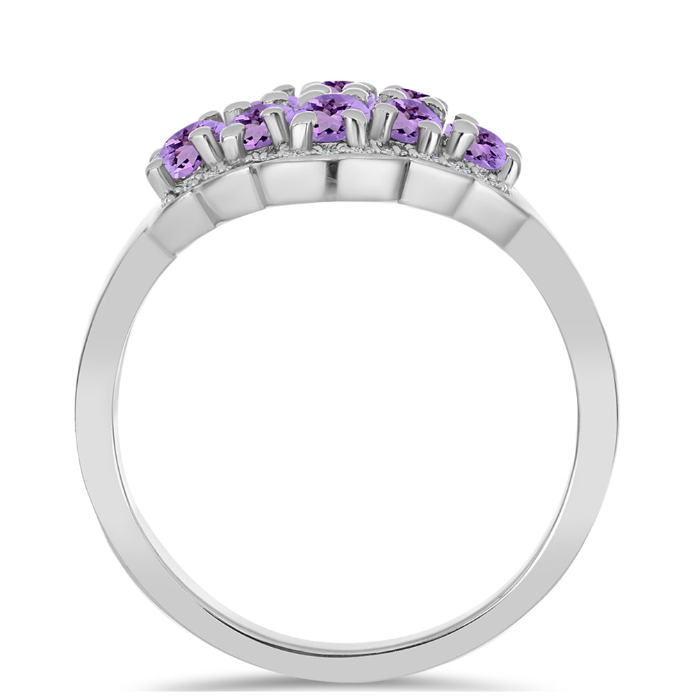 Anel de Prata com Ametista Rosa de França e Topázio Branco  Contraste: Cabeca de Veado (800) 2 