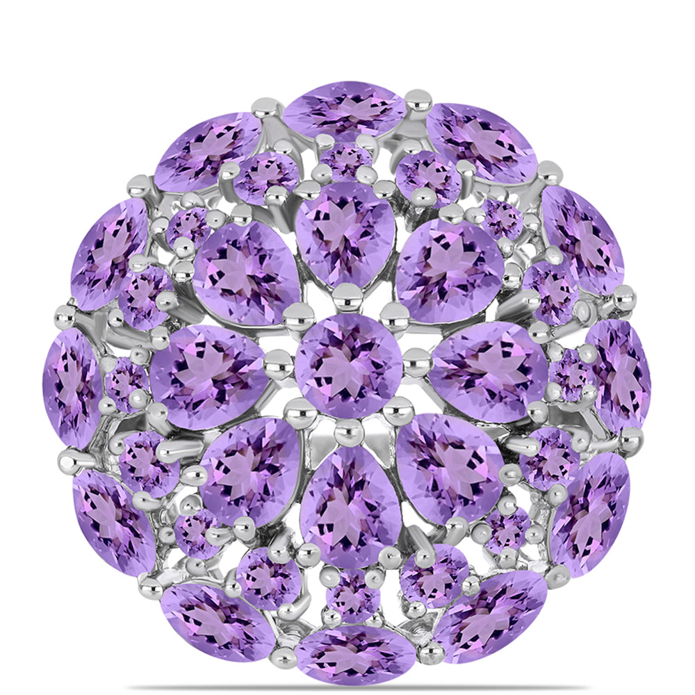 Anel de Prata com Ametista Rosa de França  Contraste: Cabeca de Veado (800)