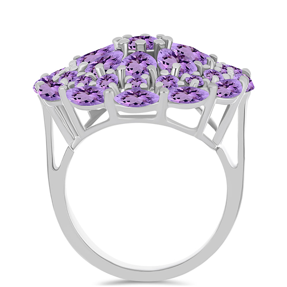 Anel de Prata com Ametista Rosa de França  Contraste: Cabeca de Veado (800)