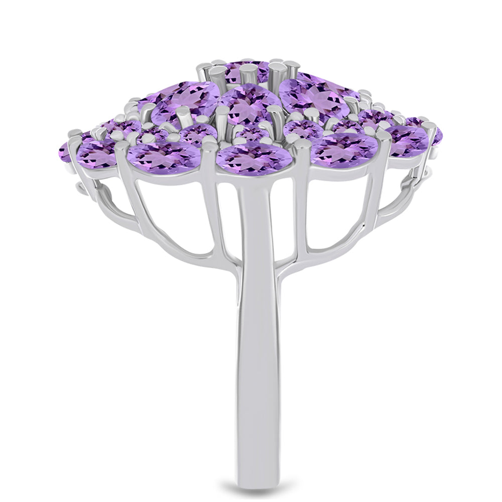 Anel de Prata com Ametista Rosa de França  Contraste: Cabeca de Veado (800)