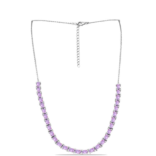 Colar de Prata com Ametista Rosa de França  Contraste: Cabeca de Veado (800)