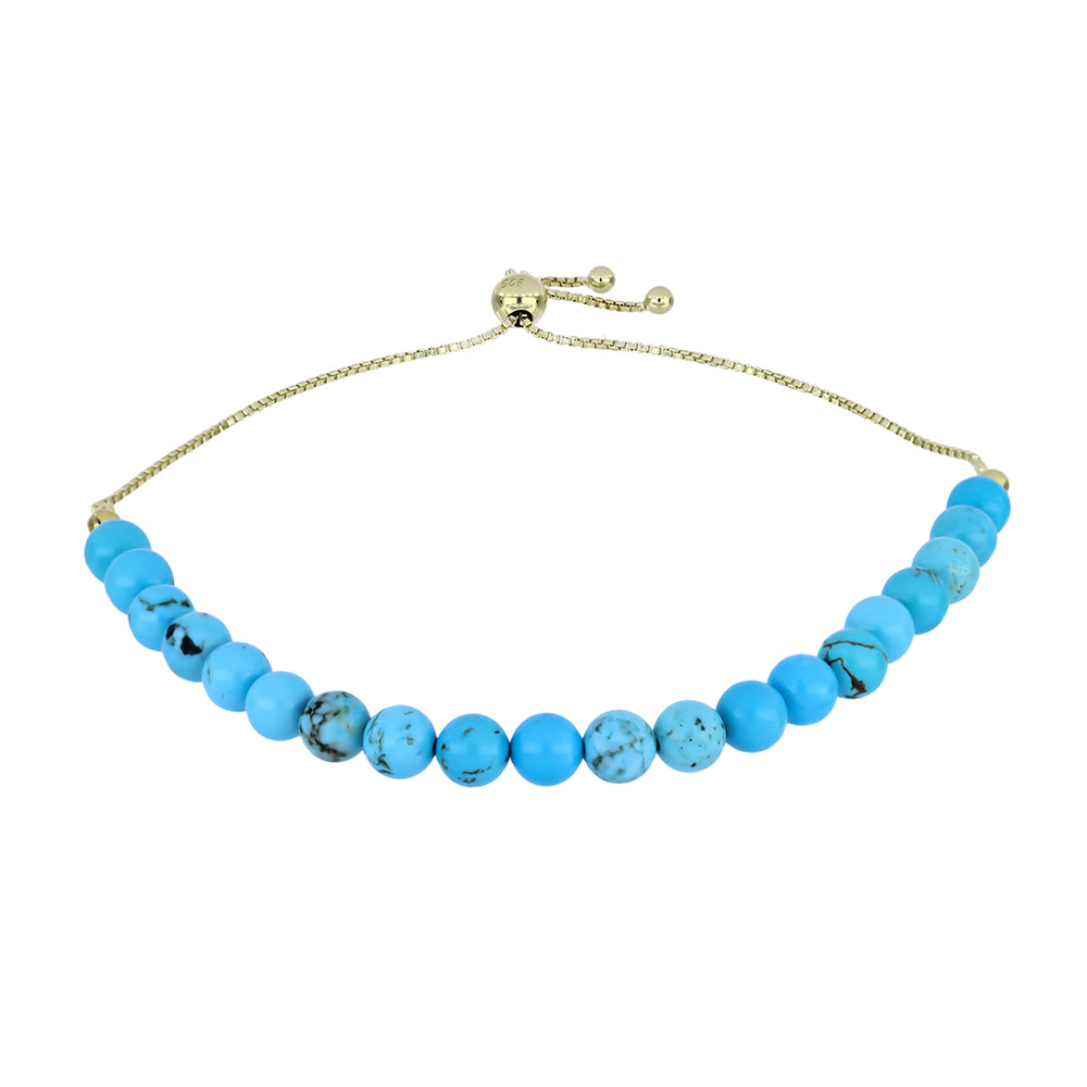 Pulseira de Prata com Banho de Ouro com Turquesa Bela Adormecida
