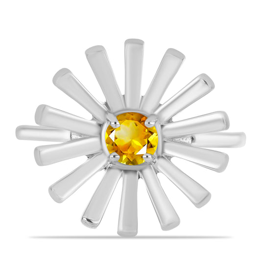 Anel de Prata com Citrino de Ural  Contraste: Cabeca de Veado (800)