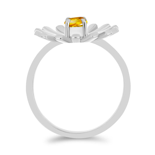 Anel de Prata com Citrino de Ural  Contraste: Cabeca de Veado (800)